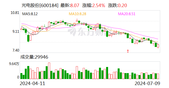 光电股份：2024年上半年净利同比预降80.15%