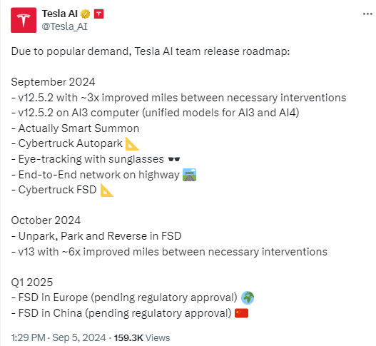 特斯拉2025年一季度在中国和欧洲推出全自动驾驶系统